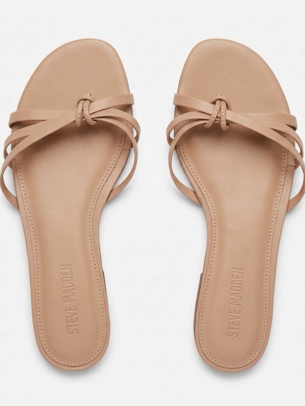 Steve Madden Beige Knot-Strap Slide Sandals